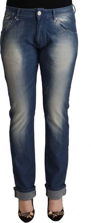 Acht Womens Pan71205 Straight Leg Jeans - Medium Blue Cotton - Size 31 (Waist)