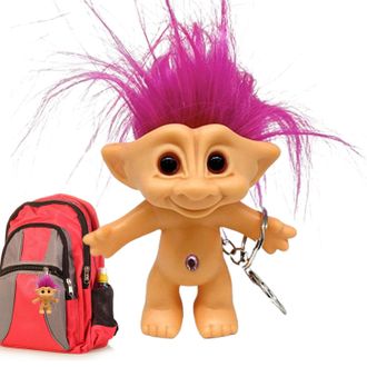 Generic Vintage Lucky Troll Doll Keychain, 80s Decorations, 10 Cm Chromatic Anti-lost Key Ring, Pendant Keychain, Interesting Gift, Suitable for Girls and Wom