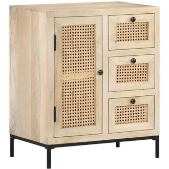 vidaXL Manguera Masiva Y Paja Natural De 60x35x70 Cm En Masiva Y Paja Natural - 235491