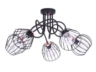 OEM L&aacute;mpara Colgante De Techo Loft Negra Con Pantallas De Alambre