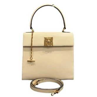 Celine Pre-owned Handbags, female, Beige, Size: ONE SIZE Pre-owned Mantel Leather 2way Bag