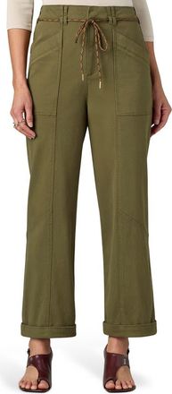 Wit & Wisdom Ultra Skyrise High Waist Relaxed Stretch Cotton Pants in Golden Olive at Nordstrom, Size 10