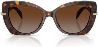 Michael Kors Atlanta 55mm Gradient Polarize Butterfly Sunglasses in Luggage Tortoise /Brown Polar at Nordstrom