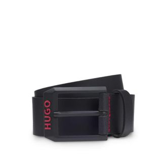 HUGO BOSS Italian-leather belt with angular logo buckle
