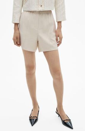 Mango Elastic Waist Shorts in Beige at Nordstrom Rack, Size Large