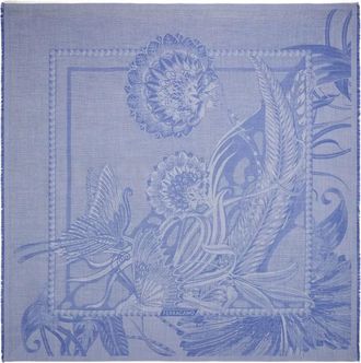 Ferragamo Sciarpa a fiori jacquard - Blu