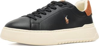 Polo Ralph Lauren RLite Court Tumbled Leather Sneakers Mens Shoes Black/Tan : 11.5 D - Medium