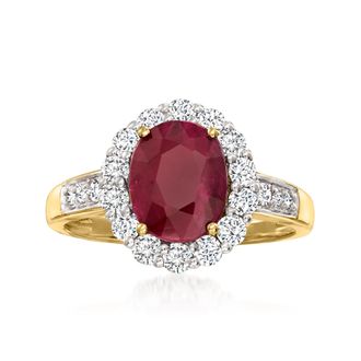 Ross-Simons 2.00- Burmese Ruby and. Diamond Ring in 18kt Yellow Gold