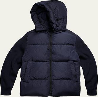 Canada Goose Mens HyBridge Wool-Knit Nylon Down Hooded Jacket