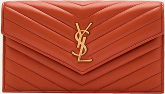 Saint Laurent Small YSL Wallet on Chain in Grain Leather