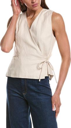 Ichi Ihzahra Sleeveless Linen-Blend Wrap Top