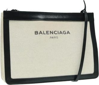 Balenciaga Pre-owned Cross Body Bags, female, Beige, Size: ONE SIZE Pre-owned Vintage Canvas Shoulder Bag