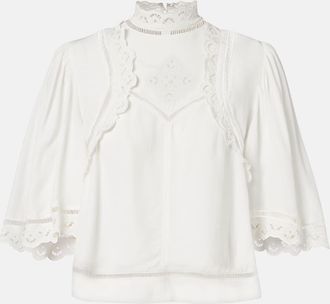Isabel Marant Top Frany in crêpe e sangallo