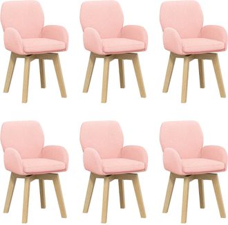 vidaXL Sillas De Comedor Giratorias 6 Uds. Boucl&eacute; Rosa 54 X 58 X 87 Cm Vidaxl