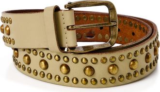 Free People We the Free Sola Studded Leather Belt in Stone Cold at Nordstrom, Size X-Small