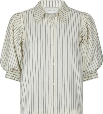 Neo Noir Etta Slim Gestreept Shirt - Dames - Overhemden - Wit - S - Katoen - Overhemden