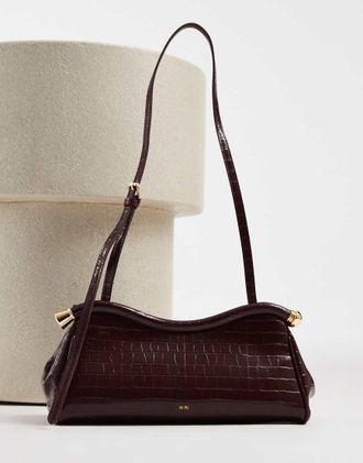 JW PEI borsa a spalla Naomi in bordeaux effetto coccodrillo-Rosso