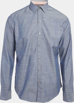 HUGO BOSS Blue Cotton Sharp Fit Robbie Shirt