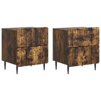 vidaXL Armario De Noche 2 Pcs Roble Ahumado 43 X 34,5 X 49,5 Cm Vidaxl