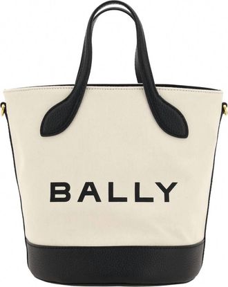 Bally Leather Bucket Bag In Back/ White