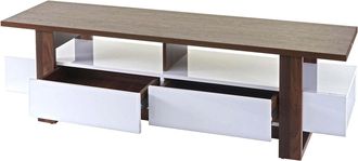 Hhg [nunca Usado] Estanter&iacute;a Tv Hhg-096, Mesa Tv Mueble Bajo, Estructura 3d Aspecto Nogal Alto Brillo 46x150x45cm