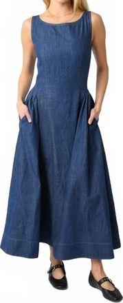 Olivaceous Malena Denim Maxi Dress In Blue