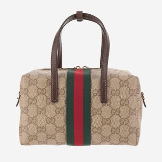Gucci Womens Mini Boston Bag Multicolour Cotton Shoulder
