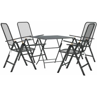 vidaXL Set De Comedor De Jard&iacute;n 3 Pzas Malla Metal Expandido Antracita Vidaxl