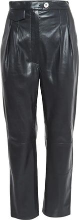 Nanushka Pantaloni con pieghe in pelle sintetica - Nero