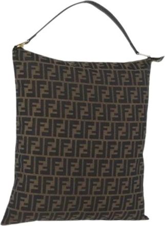Fendi Pre-owned Vintage Zucca Schoudertas - Dames - Vintage Schoudertas - Bruin - ONE Size - Leer - Vintage