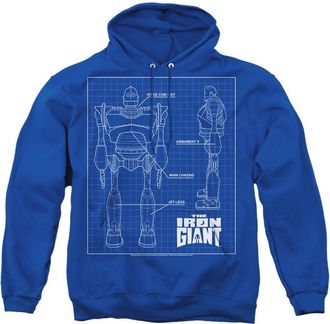 Gildan The Iron Giant Schematic Adult Pull Over Hoodie / Hooded Sweatshirt