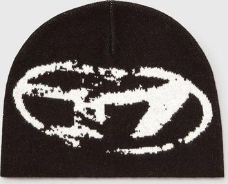 Diesel Wool-blend beanie with Oval D logo - Knit caps - Unisex - Black