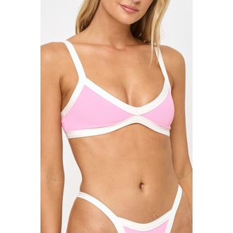 L*Space Taylor Rib Bikini Top in Pinksugar/Cream at Nordstrom Rack, Size X-Small