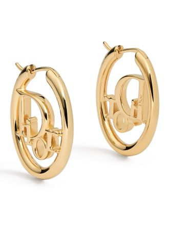 Dior DIOR OBLIQUE HOOP EARRINGS IN GOLD-FINISH METAL - Christian Dior - Woman