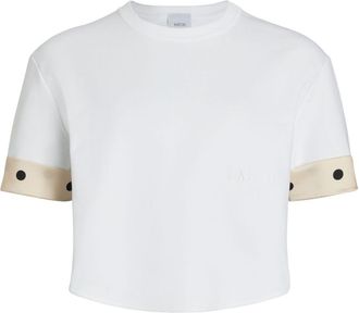 Patou silk-cuff cropped T-shirt - women - Organic Cotton - L - White