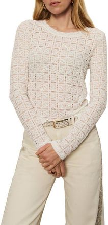 Sanctuary Perfect Long Sleeve Puckered Lace T-Shirt in Chalk White at Nordstrom, Size Xx-Large P