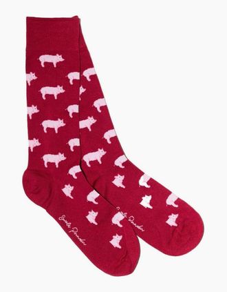 Swole Panda Womens Pigs Bamboo Socks, Red - Size: UK 12-15 us 13-15.5 / eu 47-50