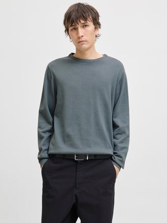 Jack & Jones Rundhalspullover JACK & JONES JJEBASIC KNIT CREW NECK NOOS, Herren, Gr. XL, grau (stormy weather), Strick, Obermaterial: 100% Baumwolle, unifarben, re