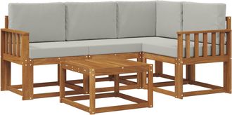 vidaXL Conjunto De Sof&aacute;s De Exterior 5 Uds. Natural Y Gris Claro Vidaxl