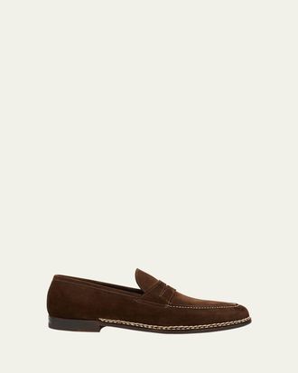 Bontoni Mens Fascinoso Suede Penny Loafers