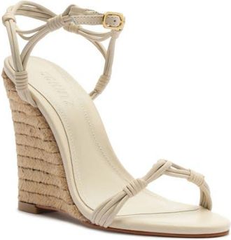 Schutz Nara Ankle Strap Wedge Sandal in Sugar White at Nordstrom, Size 6.5