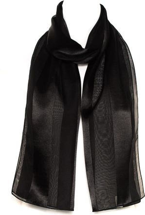 Hat To Socks Plain Elegant Chiffon Satin Scarf (Black)