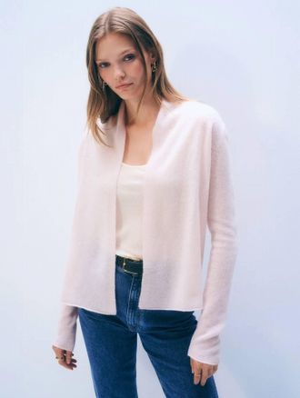 White + Warren Cashmere Mini Trapeze Cardigan In Pink Sand
