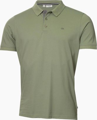 Calvin Klein Mens Embroidered Collared Neck Short Sleeve Polo Shirt - Green - Size: 36