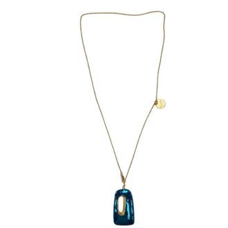 Marni Accessoires, Dames, Blauw, ONE Size, Leer, Trapeze Hanger Ketting