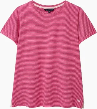 Crew Clothing Womens Crew Clothing Womens Perfect Stripe Short Sleeve T-Shirt - Pink/Red - Size: 16
