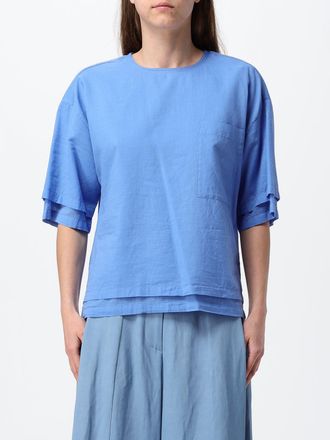 Tela Blusa a maniche corte con spalle cadute e chiusura posteriore