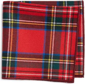 Clifton Wilson Red Tartan Plaid Wool Pocket Square at Nordstrom