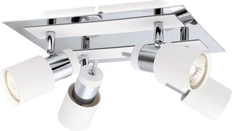 Eglo Eglo Davida 4 Light Ceiling Track Light With Chrome & White Finish & Cylinder Adjustable Lamp Heads