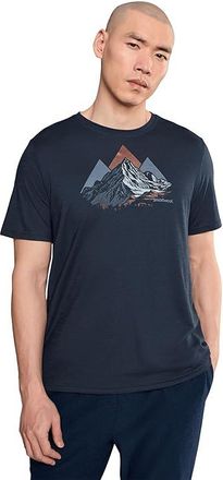 Smartwool Peak Bagger Active Short Sleeve Graphic T-Shirts Mens Workout Navy : MD, Polyester/Wool